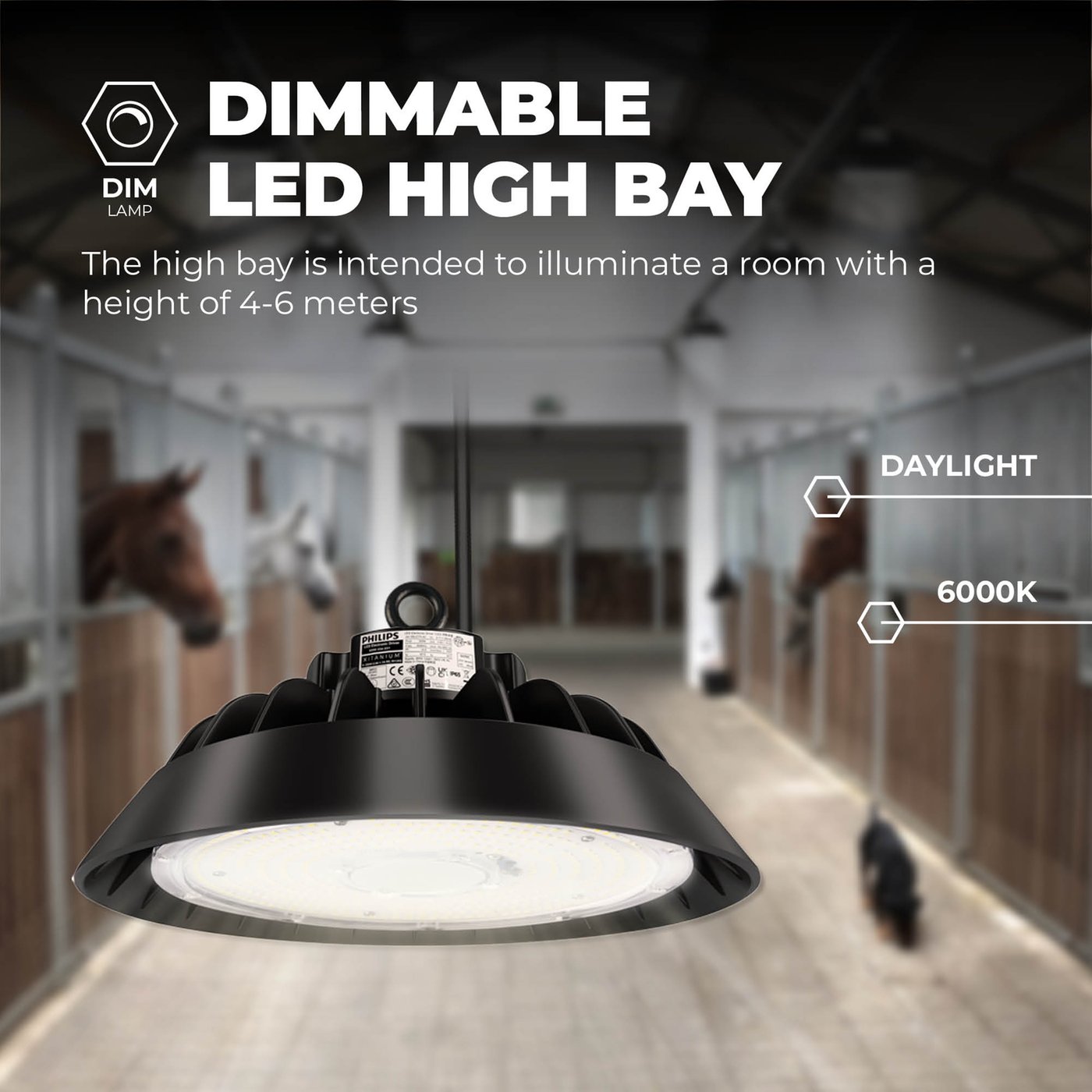 マミNational HID LAMP BHRF200-220V160W LED High Bay 200W - Philips Driver - 120° - 150Lm/W - 6000K - IP65
